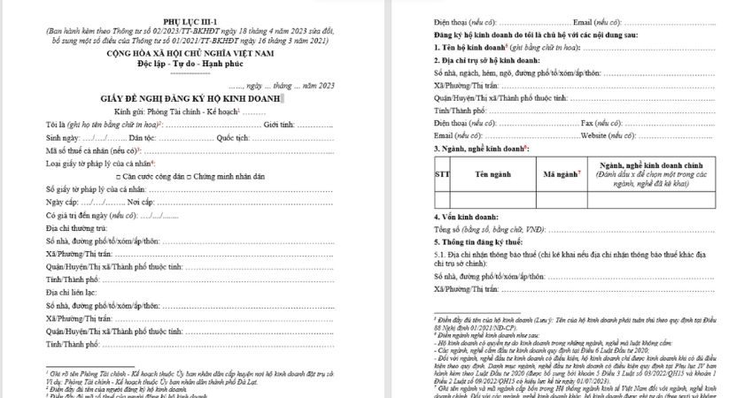 giấy phép kinh doanh hộ gia đình