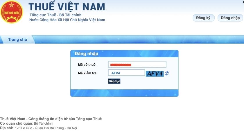 Đăng nhập hệ thống quyết toán thuế thu nhập cá nhân online