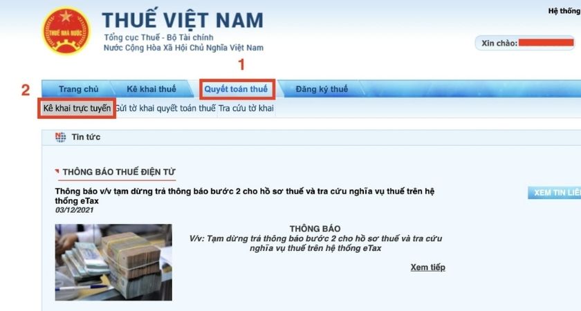 Chọn “Quyết toán theo năm dương lịch” tại trường hợp quyết toán thuế