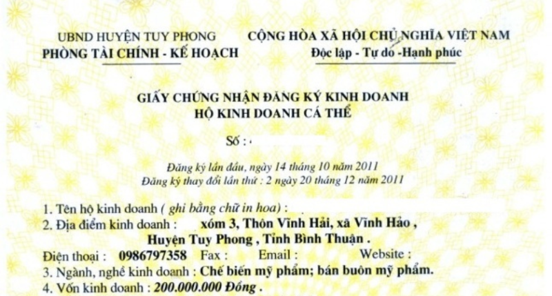 xin giấy phép kinh doanh hộ gia đình ở đâu